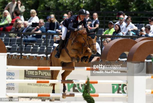 Kevin Staut on Ucello De Beaufour competes in small tour safe riding prix n.1 during the CSIO Piazza di Siena at Villa Borghese in Rome, Italy on May...