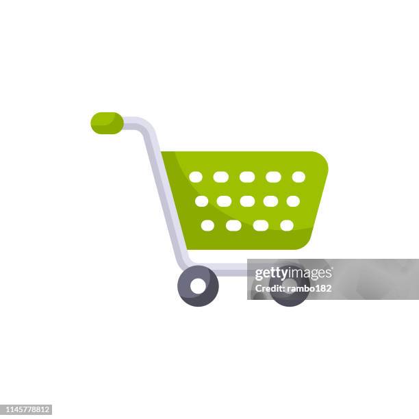 shopping cart flat icon. pixel perfect. for mobile and web. - cart stock illustrations