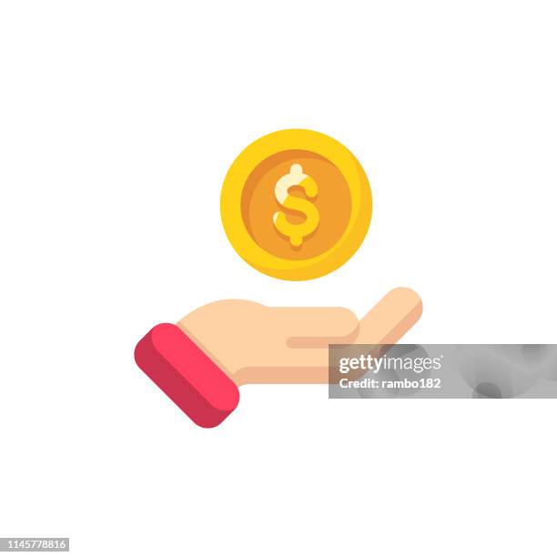 financial aid flat icon. pixel perfect. for mobile and web. - dollar symbol icon stock illustrations