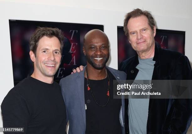 Actors Christian Oliver, Sammi Rotibi and Jack Coleman attend the Los Angeles Special Screening Of "Rattlesnakes" at Downtown Independent on April...