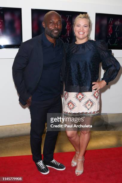 Actors Jimmy Jean-Louis and Kathleen McClellan attend the Los Angeles Special Screening Of "Rattlesnakes" at Downtown Independent on April 28, 2019...