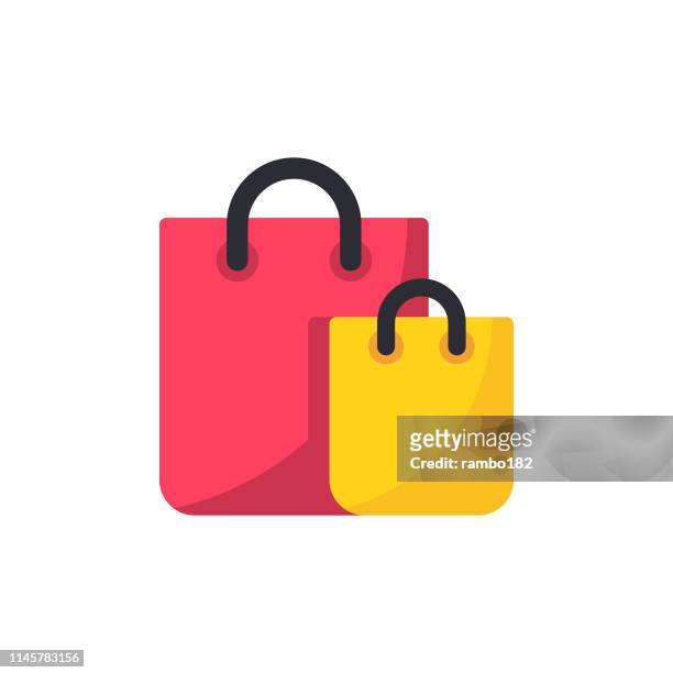 ilustrações, clipart, desenhos animados e ícones de ícone liso do saco de compra. pixel perfeito. para mobile e web. - mercadoria