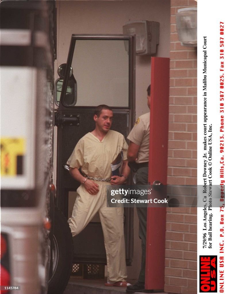 7/29/96 Malibu, Ca Robert Downey Jr. makes an appearance at Malibu Municapal Court for a bail hearin