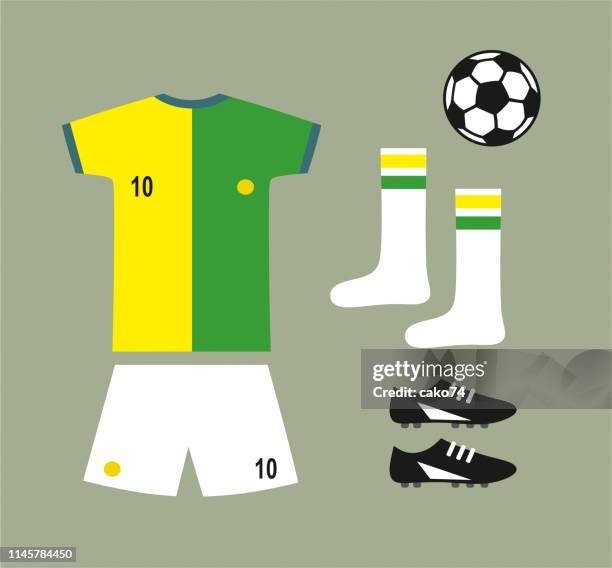 fußball-nationalmannschaft einheitliche set - fußballschuh stock-grafiken, -clipart, -cartoons und -symbole