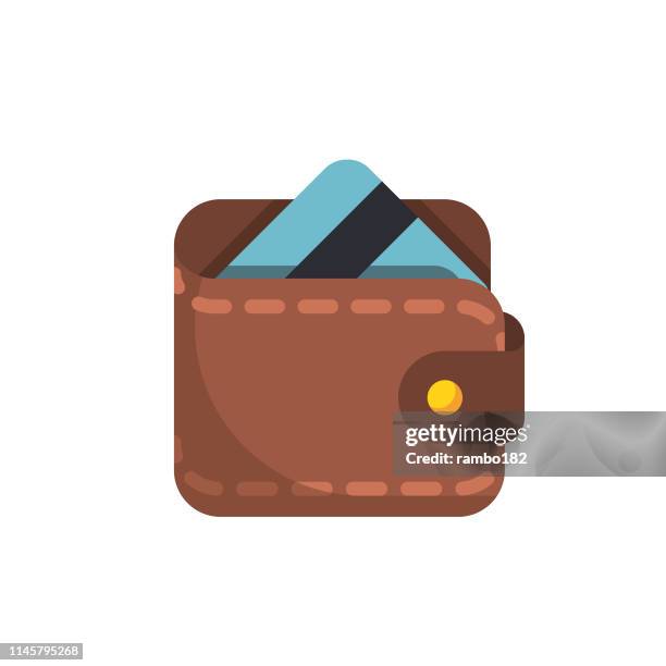 wallet with credit card flat icon. pixel perfect. for mobile and web. - wallet illustration stock illustrations