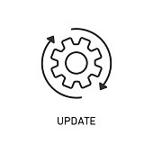 Icon update system. Weheel arrow. Process updating.