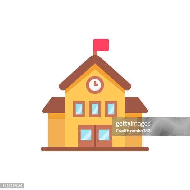 ilustrações de stock, clip art, desenhos animados e ícones de school flat icon. pixel perfect. for mobile and web. - casa escolar