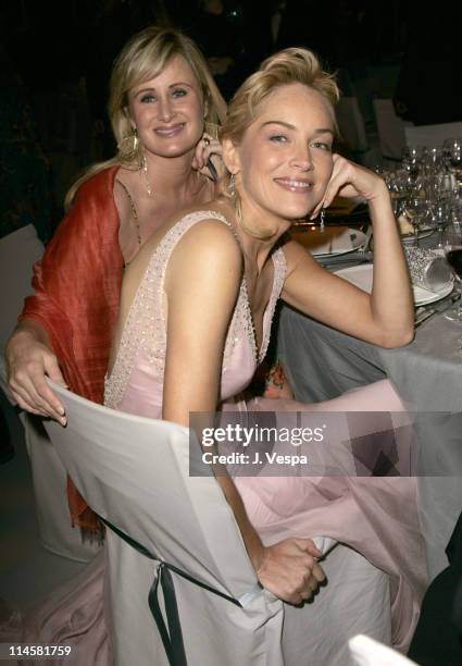 Kelly Stone and Sharon Stone during amfAR "Cinema Against AIDS" Gala Presented By Miramax Films, Palisades Pictures and Quintessentially - Dinner at...