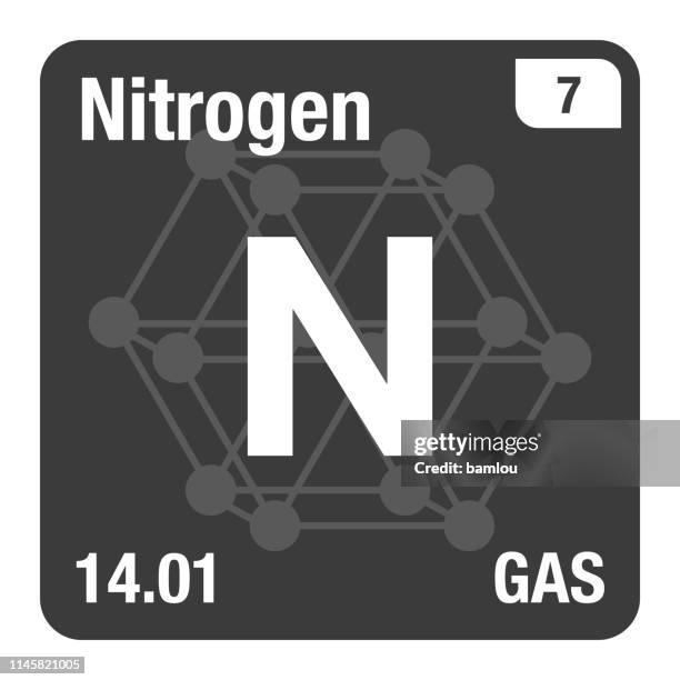 icon of nitrogen periodic table of elements with crystal system background - nitrogen stock illustrations
