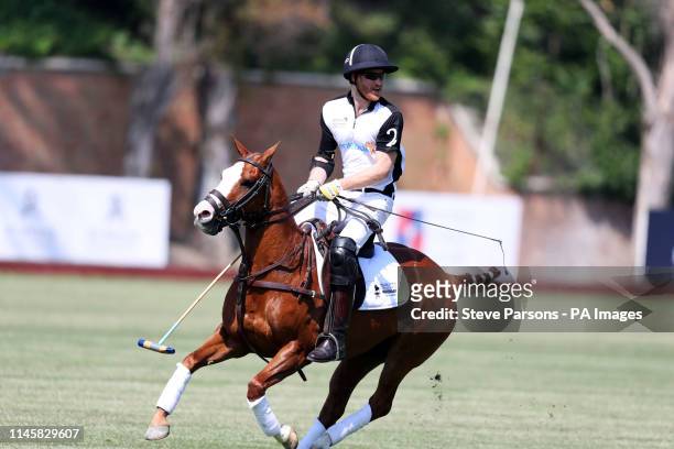 The Duke of Sussex takes part in the Sentebale ISPS Handa Polo Cup at the Roma Polo Club in Rome, Italy.
