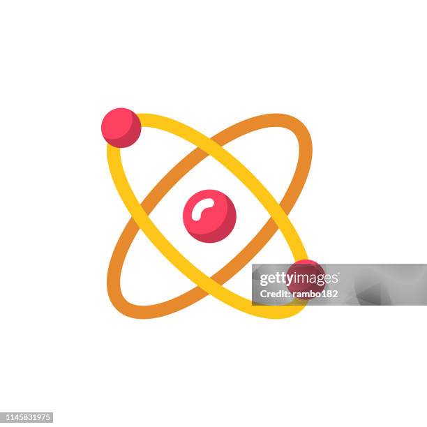 ilustrações de stock, clip art, desenhos animados e ícones de atom flat icon. pixel perfect. for mobile and web. - neutrão
