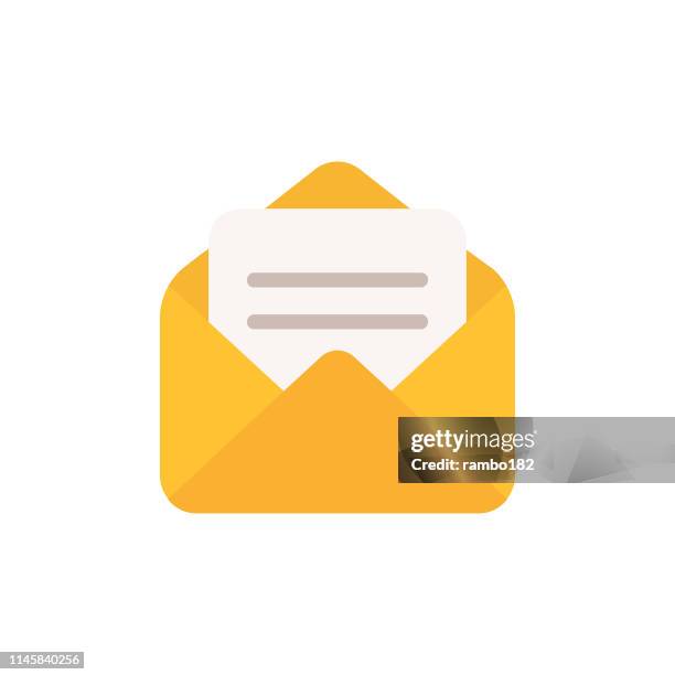 eröffnet envelope flat icon. pixel perfect. für mobile und web. - service postal stock-grafiken, -clipart, -cartoons und -symbole