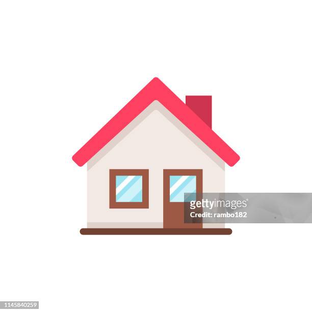 home flat icon. pixel perfect. für mobile und web. - at home stock-grafiken, -clipart, -cartoons und -symbole