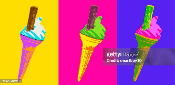 ice cream cornets or cones - calcium stock illustrations