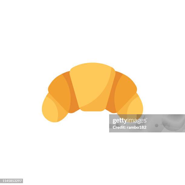 stockillustraties, clipart, cartoons en iconen met croissant platte icoon. pixel perfect. voor mobiel en web. - croissant