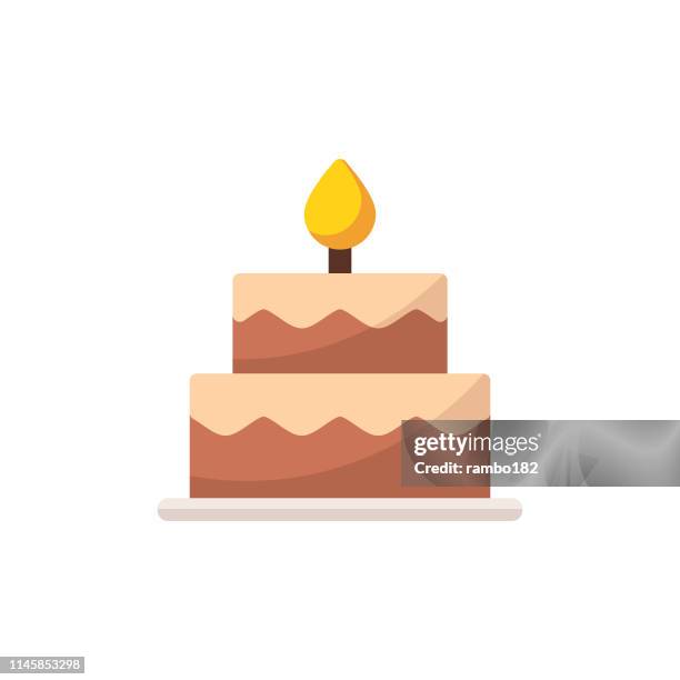 cake flat icon. pixel perfect. for mobile and web. - birthday cake stock illustrations