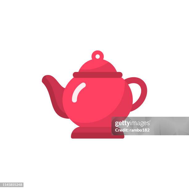teapot flat icon. pixel perfect. for mobile and web. - teapot icon stock illustrations