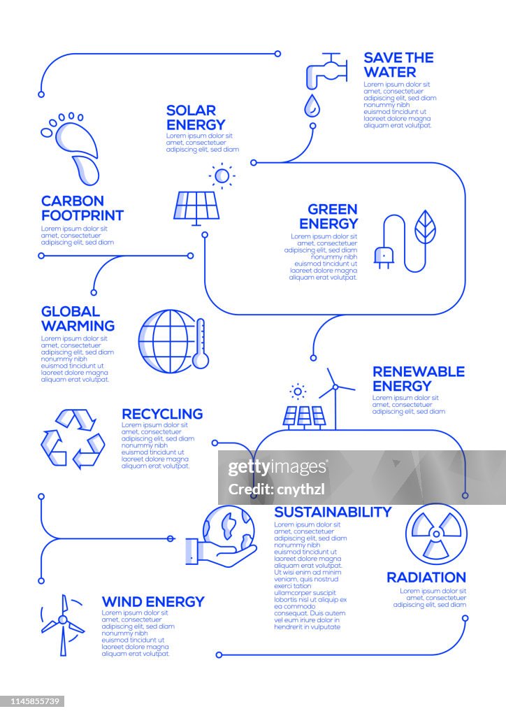 Ecology Vector Concept and Infographic Design Elements in Linear Style