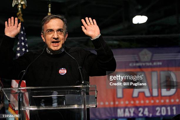 Chrysler Group and Fiat SpA CEO Sergio Marchionne announces the repayment of the remaining $5.9 billion of Chrysler's $10.5 billion loan from the...