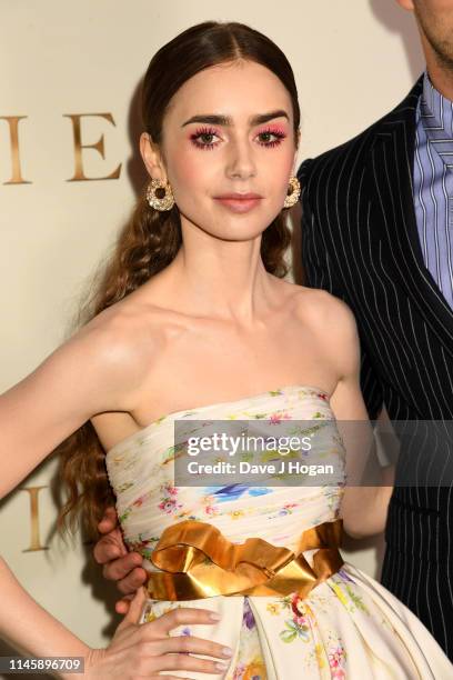 Lily Collins attends the "Tolkien" UK premiere at The Curzon Mayfair on April 29, 2019 in London, England.