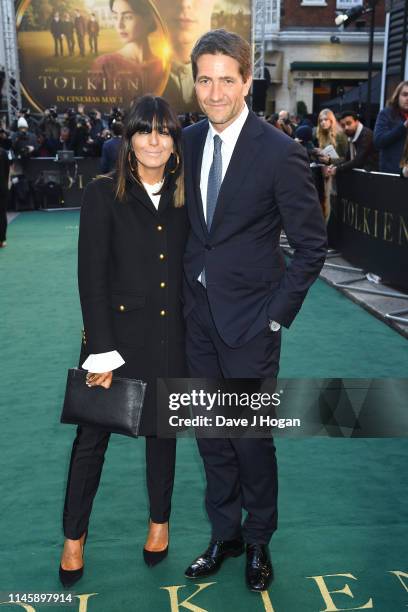 Claudia Winkleman and Kris Thykier attend the "Tolkien" UK premiere at The Curzon Mayfair on April 29, 2019 in London, England.