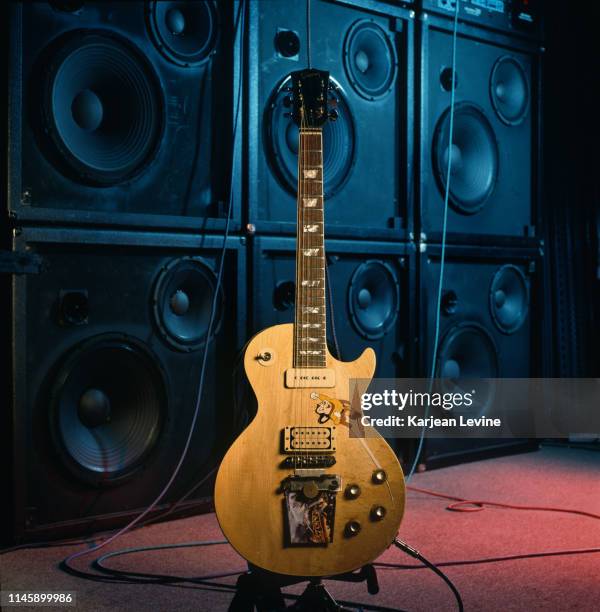 Tom Scholz’s Gibson Les Paul guitar used in Boston’s hit song “More Than a Feeling” is photographed at Scholz Research and Development on November...
