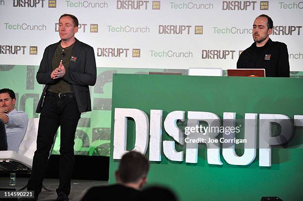 Michael Wolfe and Oskar Bruening of ccLoop attends TechCrunch Disrupt New York May 2011 at Pier 94 on May 24, 2011 in New York City.