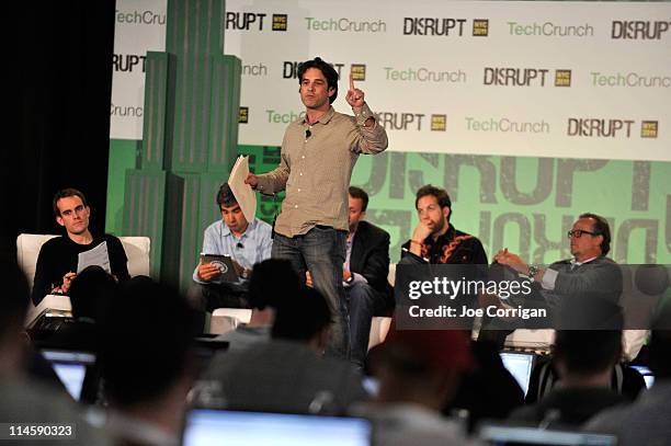 Paul Carr, Bijan Sabet, Hesky Kutscher, Chris Sacca, and Tony Conrad during TechCrunch Disrupt New York May 2011 at Pier 94 on May 24, 2011 in New...