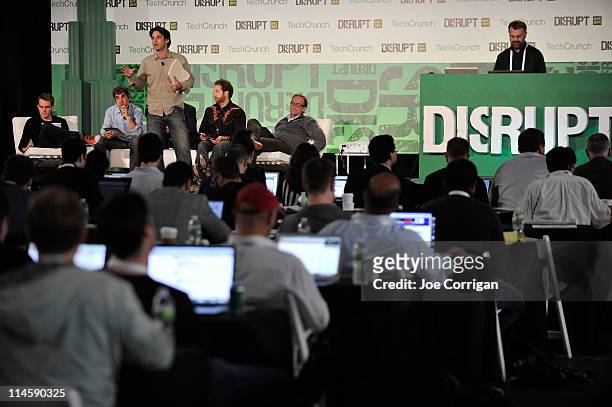 Paul Carr,Bijan Sabet, Hesky Kutscher,Chris Sacca and Tony Conrad during TechCrunch Disrupt New York May 2011 at Pier 94 on May 24, 2011 in New York...