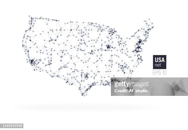 usa map with particles connection - mid atlantic usa stock illustrations