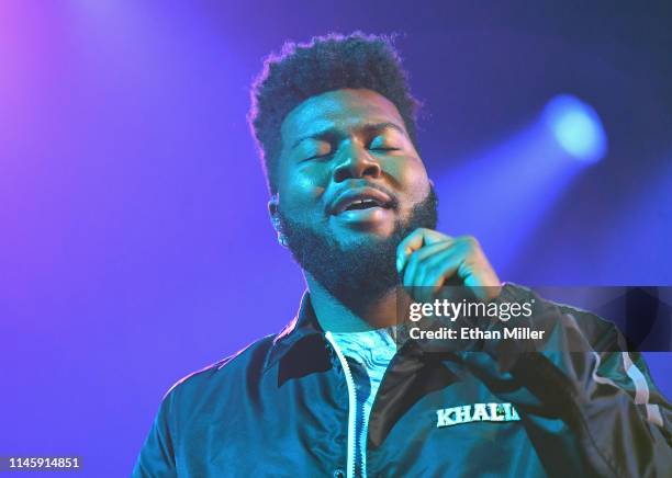 Singer Khalid rehearses for the 2019 Billboard Music Awards at MGM Grand Garden Arena on April 29, 2019 in Las Vegas, Nevada.