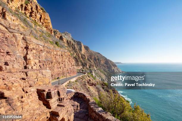 chapman's peak drive - one of the most spectacular drives in south africa, cape peninsula, south africa, november 22, 2018 - chapmans peak stock pictures, royalty-free photos & images