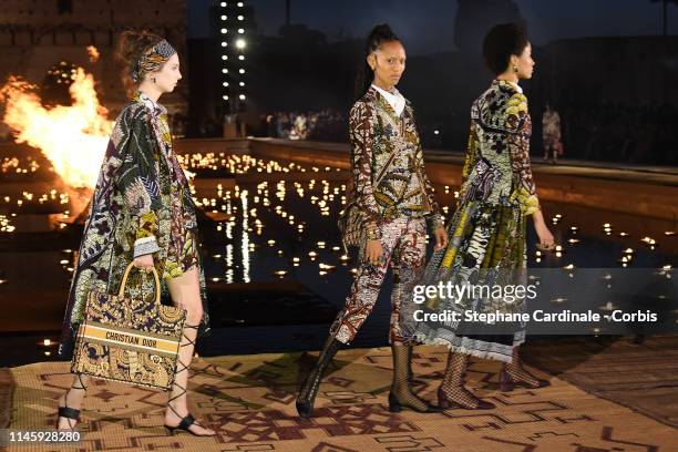 Models walk the runway during the Christian Dior Couture S/S20 Cruise Collection on April 29, 2019 in Marrakech, Morocco.