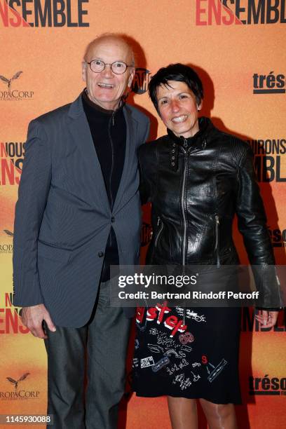 Father of Marion Cotillard, Jean-Claude Cotillard and Celine Gorget attend the "Nous finirons ensemble" Premiere at Cinema Gaumont Capucines on April...