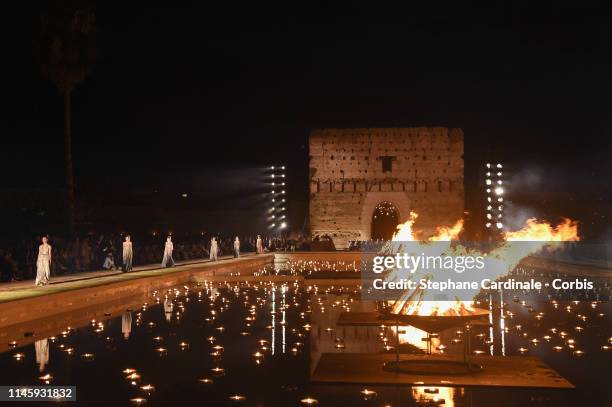 General view of the runway during the Christian Dior Couture S/S20 Cruise Collection on April 29, 2019 in Marrakech, Morocco.