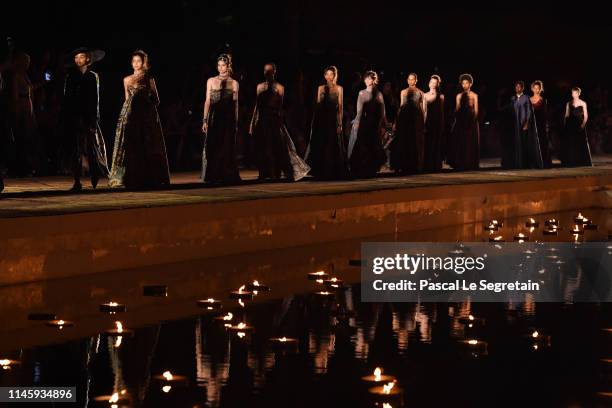 Models walk the runway during the Christian Dior Couture S/S20 Cruise Collection on April 29, 2019 in Marrakech, Morocco.