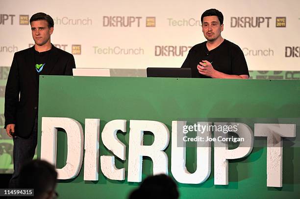 Sean Ellis and Eugene Mandel during TechCrunch Disrupt New York May 2011 at Pier 94 on May 24, 2011 in New York City.