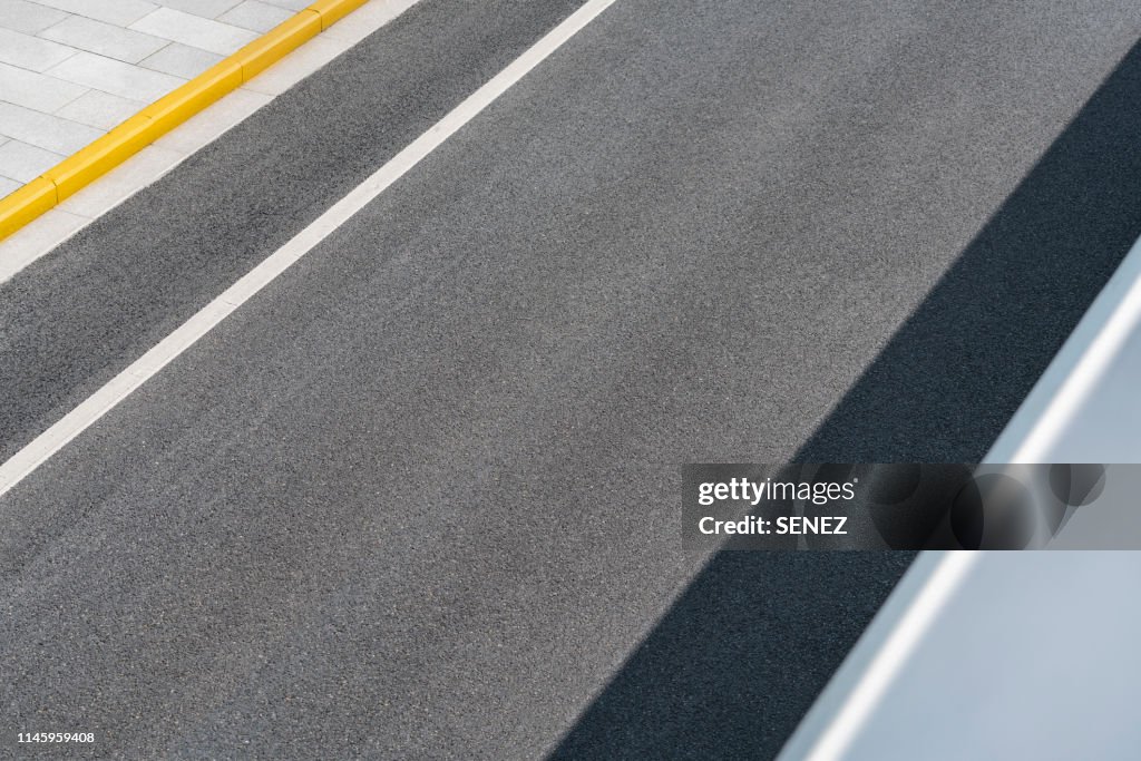 Aerial View Of Empty Asphalt Road