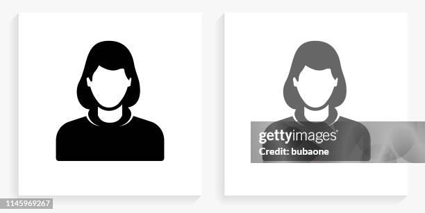 woman face black and white square icon - black face vector stock illustrations