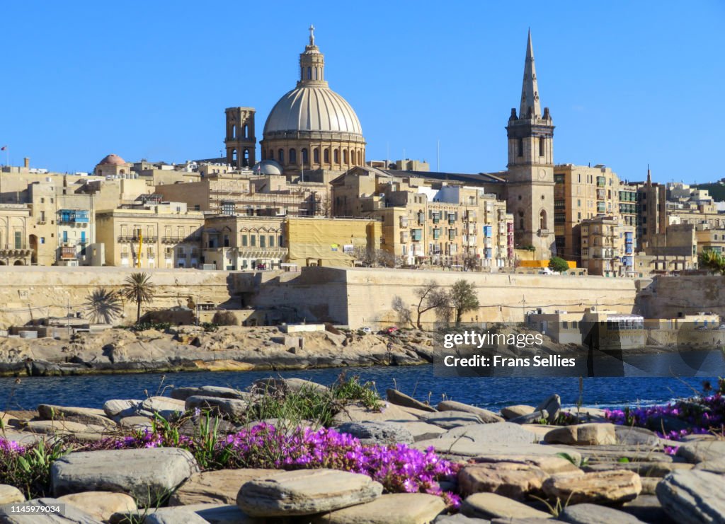 View from Sliema on Valletta across the bay, capital of Malta