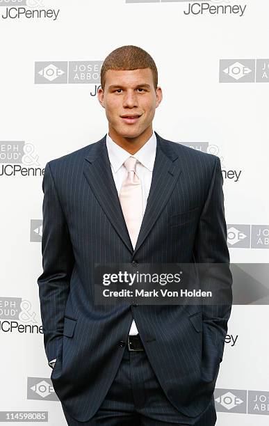 Draft top prospect for 2009 basketball player Blake Griffin attends the fall 2009 collection preview for JOE Joseph Abboud and JCPenney at The Cage...