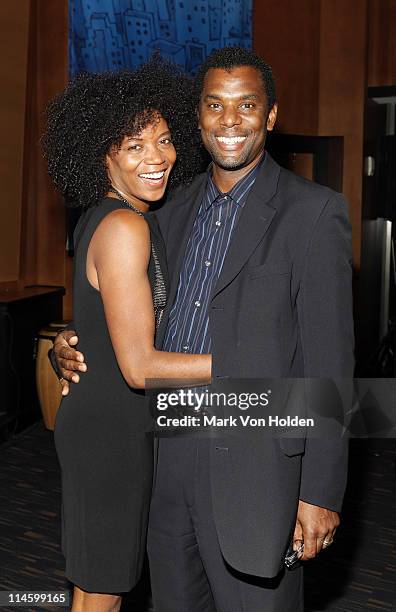 Founder of the Urban yoga foundation Ghylian Bell and Clayton Sizemore Operations Manager CNN poses at the Benefit for United Nations Society of...