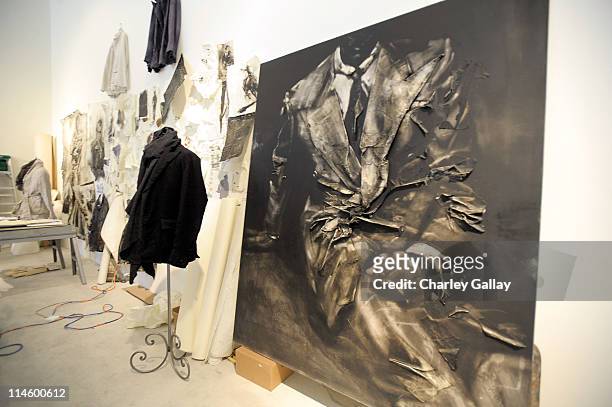 Work by artist/designer Greg Lauren is seen at the Los Angeles party for Alteration presented by Greg Lauren on May 1, 2010 in Los Angeles,...