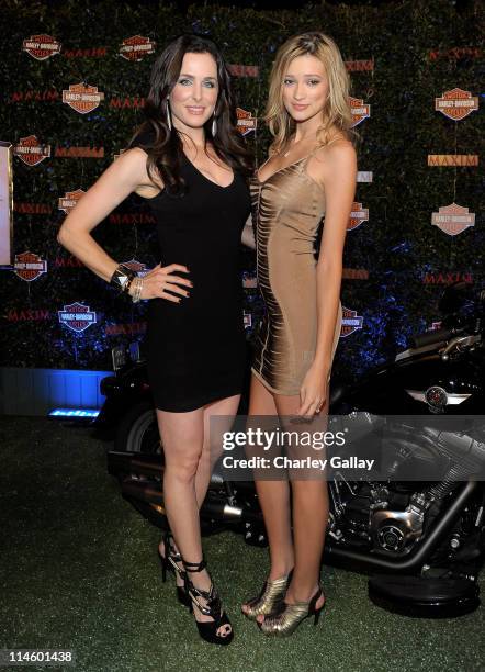 Actress Danielle Bisutti and model Kylie Bisutti turn the key on a Harley-Davidson to raise money for Harleys Heroes at the 2010 Maxim Hot 100 Party...