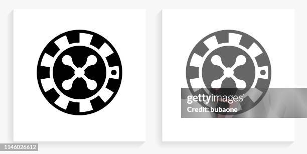 casino chips black and white square icon - casino chips stock-grafiken, -clipart, -cartoons und -symbole