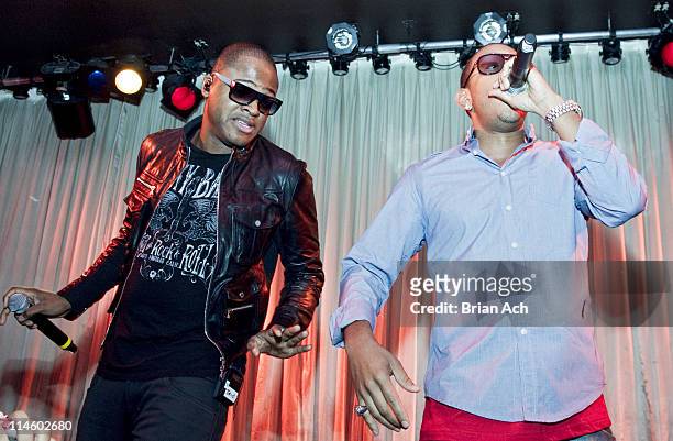 Musical artist Taio Cruz and musical artist Ludacris attend the Taio Cruz album release party hosted by Z100 and MySpace Music at Canal Room on June...