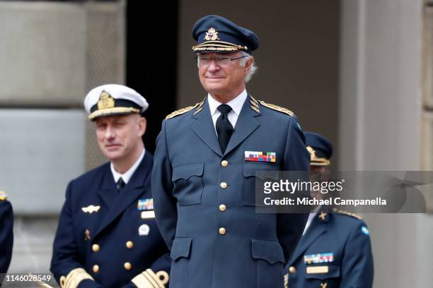 King Carl XVI Gustaf of Sweden attends a celebration of his 73rd birthday anniversary at the Royal Palace on April 30, 2019 in Stockholm, Sweden.