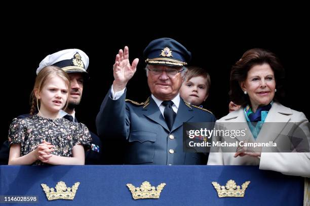 Princess Estelle, Duchess of Ostergotland, Prince Carl Philip, Duke of Varmland, King Carl XVI Gustaf of Sweden, Prince Oscar, Duke of Skane, Crown...
