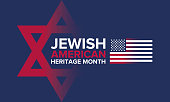 Jewish American Heritage Month. Celebrated in May. Annual recognition of Jewish American achievements in and contributions to the United States of America. Poster, card, banner and background. Vector illustration
