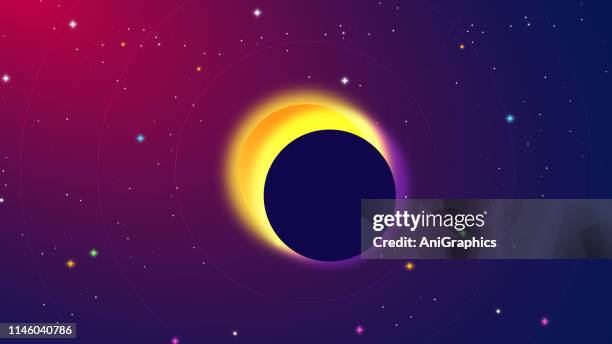 illustrazioni stock, clip art, cartoni animati e icone di tendenza di sfondo eclissi solare e lunare - eclipse solar